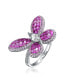 Sterling Silver with Rhodium Plated and Sapphire Cubic Zirconia Butterfly Ring