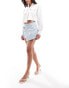 Фото #3 товара Pull&Bear tailored mini skirt with belted wrap detail in blue