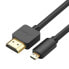 Фото #1 товара Kabel przewód przejściówka HDMI - micro HDMI 2.0v 4K 60Hz 30AWG 1.5m czarny