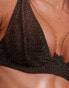 Wolf & Whistle X Emily Hughes Fuller Bust chain underwire bikini top in black glitter