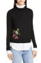 Фото #1 товара Ted Baker Syamata Oracle Layered Look Sweater Black White Ted Size 2 US Size 6