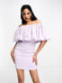 Фото #1 товара True Violet bardot mini dress with ruffle detail in lavender