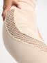 Фото #3 товара Miss Selfridge legging short with fishnet contour panel detail co-ord in apricot