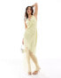 Pretty Lavish lace trim slip maxi dress in young wheat