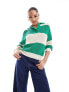 Stradivarius oversized polo jumper in green stripe