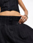 COLLUSION 90's knee length pleated denim skirt in raw co-ord