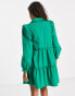 Фото #2 товара Miss Selfridge poplin smock shirt dress in green