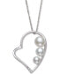 ფოტო #1 პროდუქტის Cultured Freshwater Button Pearl (4 - 6mm) & Cubic Zirconia Heart 18" Pendant Necklace in Sterling Silver
