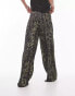 Фото #2 товара Topshop leopard plisse trouser in khaki