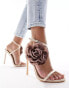 Фото #2 товара Public Desire Rossa mid heeled sandal with rosette in light pink satin