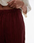 Фото #3 товара Topshop crinkle plisse wide leg trouser in burgundy