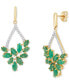 ფოტო #1 პროდუქტის Emerald (2-5/8 ct. t.w.) & Diamond (1/8 ct. t.w.) Vine Inspired Drop Earrings in 14k Gold