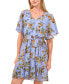 Women's Floral-Print Short-Sleeve Tiered Dress