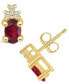 Ruby (1-1/5 Ct. t.w.) and Diamond (1/10 Ct. t.w.) Stud Earrings