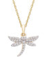 ფოტო #1 პროდუქტის Diamond Dragonfly 18" Pendant Necklace (1/8 ct. t.w.) in 10k Gold, Created for Macy's