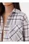 LCW Vision Ekose Uzun Kollu Oversize Kadın Gömlek Ceket