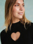 Фото #5 товара Miss Selfridge heart cut out knit rib mini dress in black