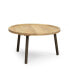 Golden Brown Mango Wood Round Coffee Table With Lipped Edge