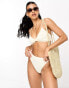 Фото #1 товара South Beach knot front bikini top in cream scrunch