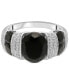 ფოტო #3 პროდუქტის Onyx & Diamond (1/5 ct. tw.) Statement Ring in Sterling Silver