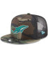 Фото #1 товара Men's Miami Dolphins NFL Woodland Camo 9FIFTY Snapback Adjustable Trucker Hat