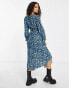 Фото #8 товара Nobody's Child Petite Rosie sweetheart midi tea dress in blue and green floral