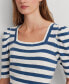 ფოტო #4 პროდუქტის Women's Striped Puff-Sleeve Tee