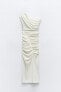 Фото #7 товара Длинное платье из эластичной ткани со сборками ZARA