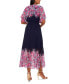 ფოტო #2 პროდუქტის Petite Printed V-Neck Flutter-Sleeve Smocked-Waist Dress