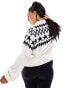 Threadbare Plus Ski high neck printed jumper with fringing in monochrome Черно-белый, 52 - фото #6