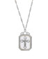Symbols of Faith silver-Tone Frosted Stone with Crystal Cross Large Pendant Necklace