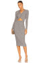 Фото #1 товара Johnattan SIMKHAI Kim Ribbed Midi Dress in Black Sandstone size XL