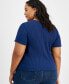Trendy Plus Size Ribbed Short-Sleeve Top
