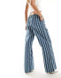 Фото #4 товара Motel stripe wide leg trousers in blue and white