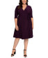 Фото #1 товара Plus Size Essential Wrap Dress with 3/4 Sleeves