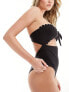 Фото #1 товара Brave Soul strapless swimsuit with tie front in black