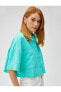 Фото #2 товара Рубашка женская Koton Crop Oversize Гомнек Кетеневый измельченный с карманами