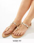 Фото #1 товара ASOS DESIGN Wide Fit Fortune hardware flat sandal in gold