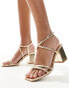 SEQWL mid block heel sandals in gold