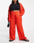 Vero Moda Curve wide leg satin trouser co-ord in red