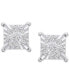 ფოტო #3 პროდუქტის Men's Diamond Cluster Miracle Plate Square Stud Earrings (1/4 ct. tw) in Sterling Silver
