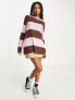 Фото #3 товара Daisy Street oversized open knit jumper in brown pink stripe