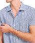 ფოტო #3 პროდუქტის Men's Striped Short-Sleeve Button-Up Linen Shirt