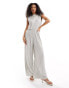 Фото #1 товара Vero Moda high neck sleeveless plisse jumpsuit in light grey