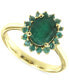 ფოტო #1 პროდუქტის Emerald Halo Ring (3-5/8 ct. t.w.) in Gold-Plated Sterling Silver (Also in Ruby/Pink Sapphire)