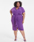 Фото #6 товара Trendy Plus Size Tie-Front Ruched Shirtdress