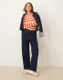 Pieces chunky ribbed knit long sleeve top in bold orange stripe