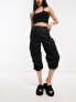 Weekday Thea capri cargo trouser in Black