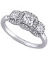 ფოტო #1 პროდუქტის Diamond Princess Halo Three Stone Engagement Ring (1 ct. t.w.) in 14k White Gold