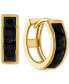 ფოტო #1 პროდუქტის Black Spinel Extra Small Huggie Hoop Earrings in 14k Gold-Plated Sterling Silver, Created for Macy's